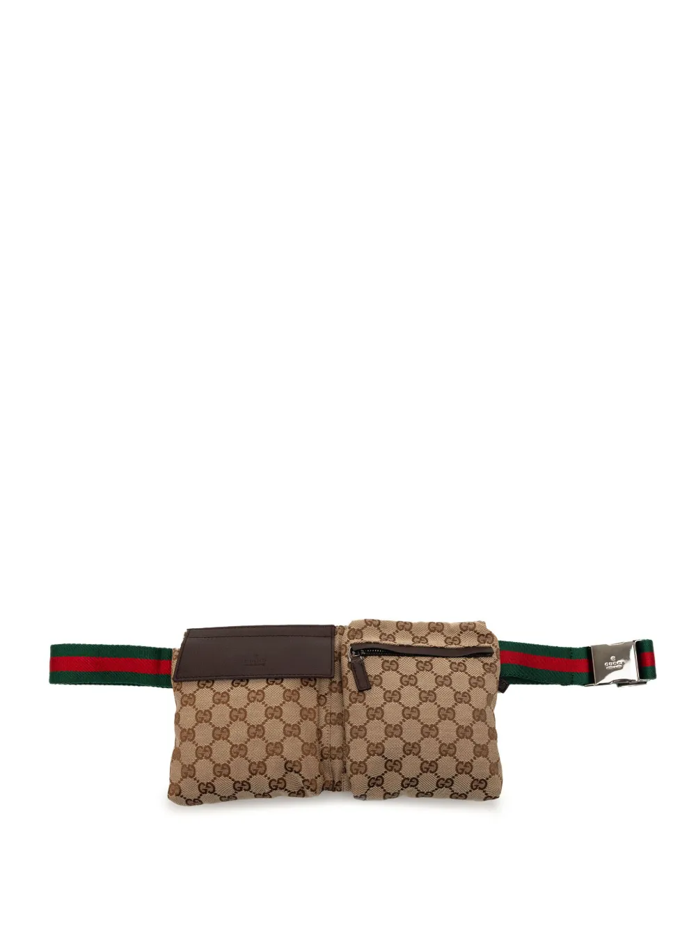 Gucci Pre-Owned 2000-2015 GG Canvas Web Double Pocket belt bag - Toni neutri