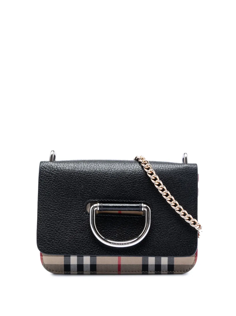 Burberry Pre-Owned 2000-2017 Mini House Check Canvas Trimmed Goatskin D Ring shoulder bag - Nero