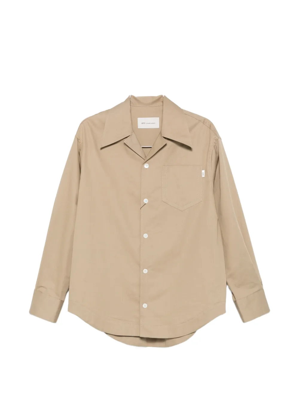 AMI Paris check-trim camp-collar shirt - Nude