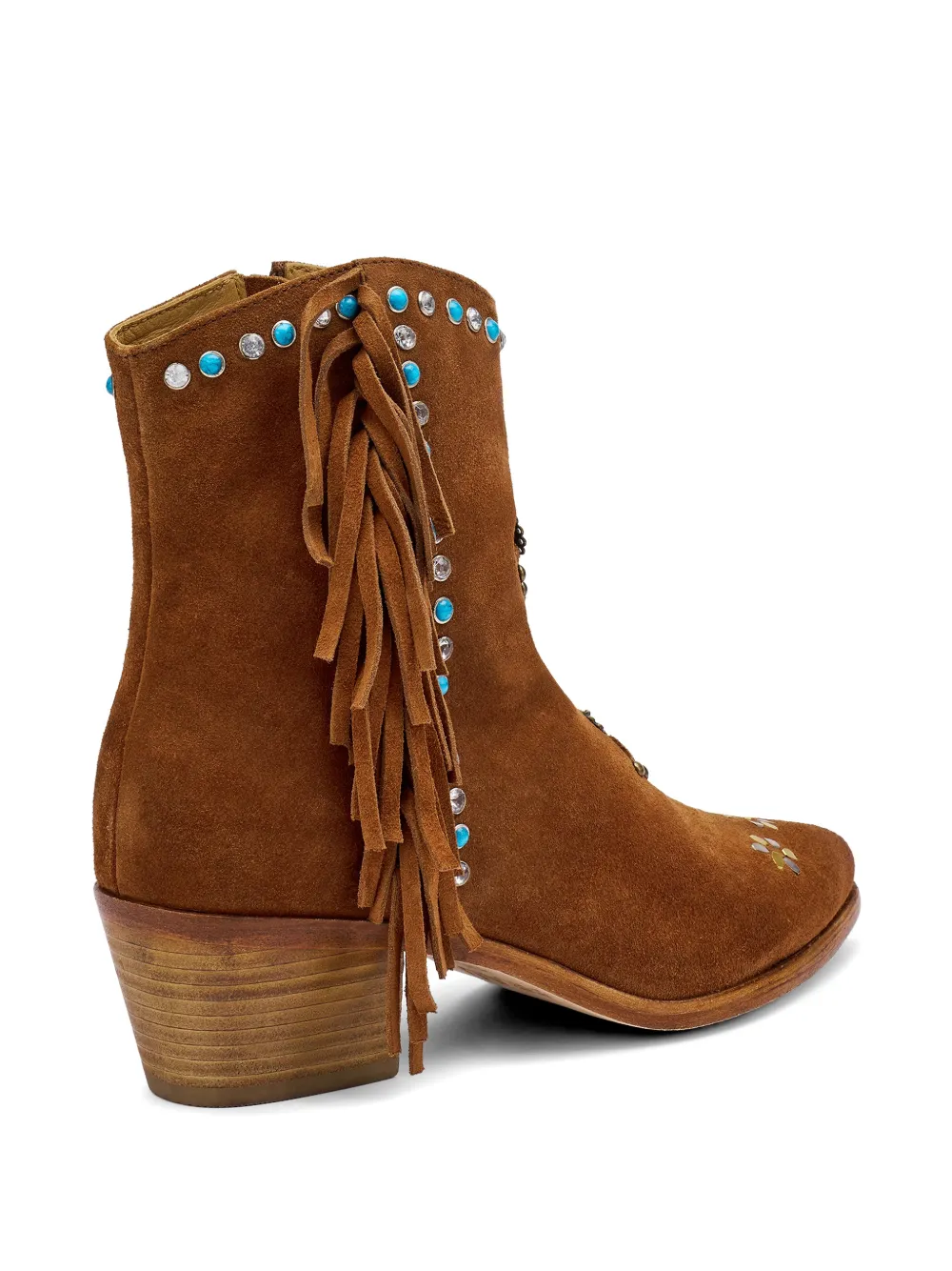 FRAU fringed-detail stud-embellished ankle boots Bruin