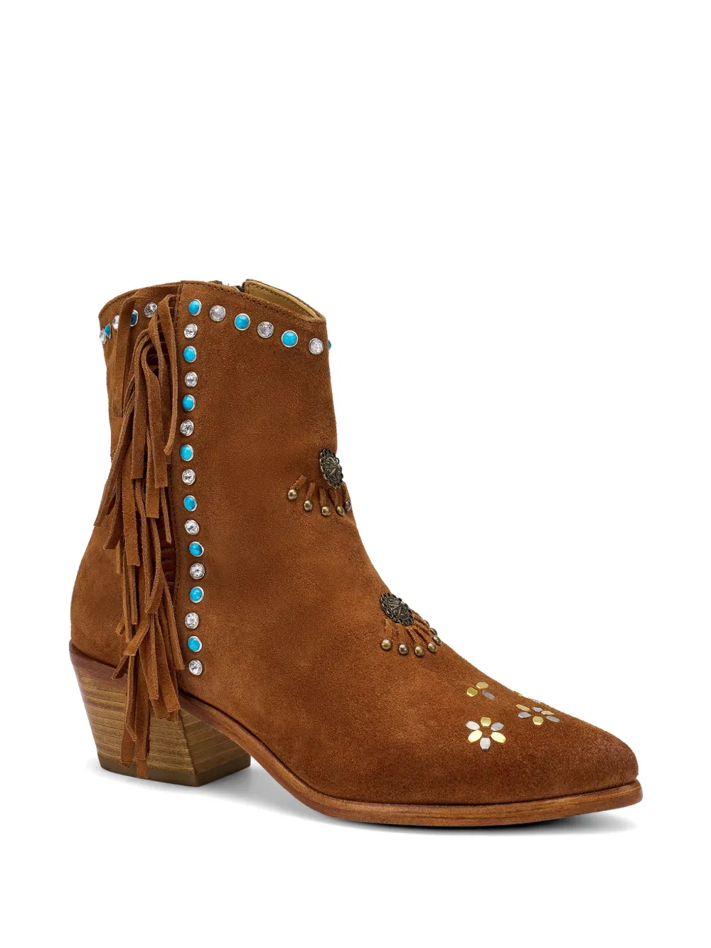 FRAU fringed-detail stud-embellished ankle boots Bruin