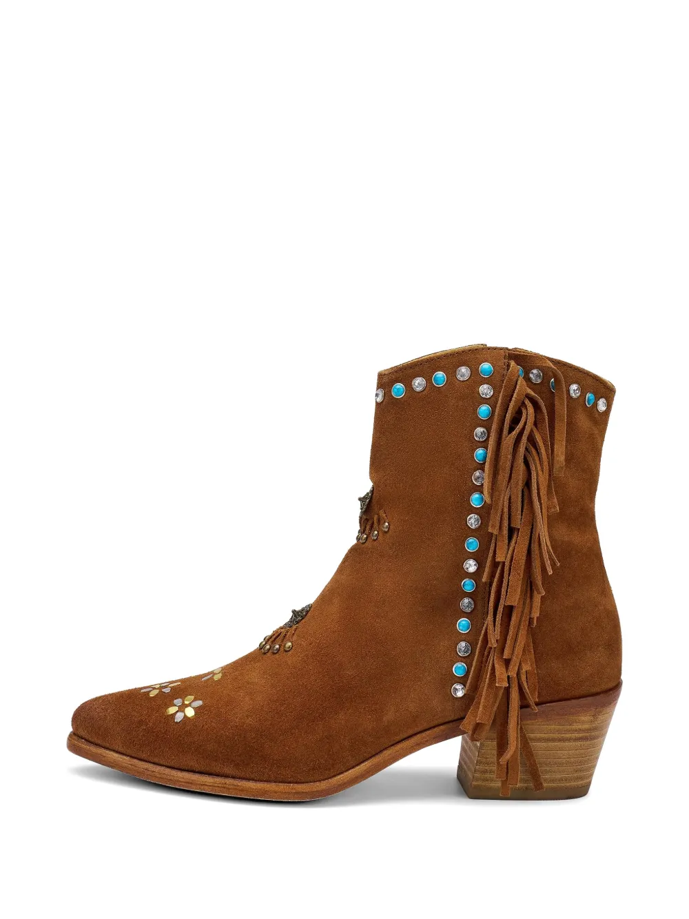 FRAU fringed-detail stud-embellished ankle boots Bruin