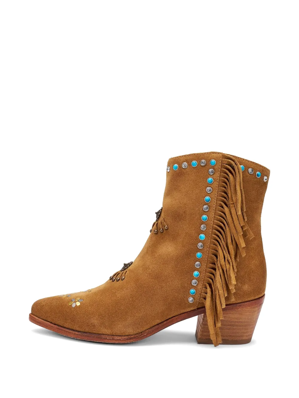 FRAU fringed stud-embellished ankle boots Bruin