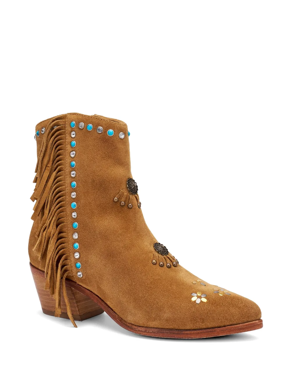 FRAU fringed stud-embellished ankle boots Bruin