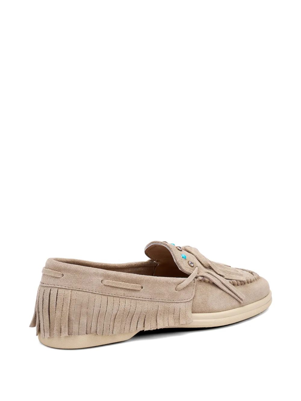 FRAU fringed-detail bead-embellished derby shoes Beige