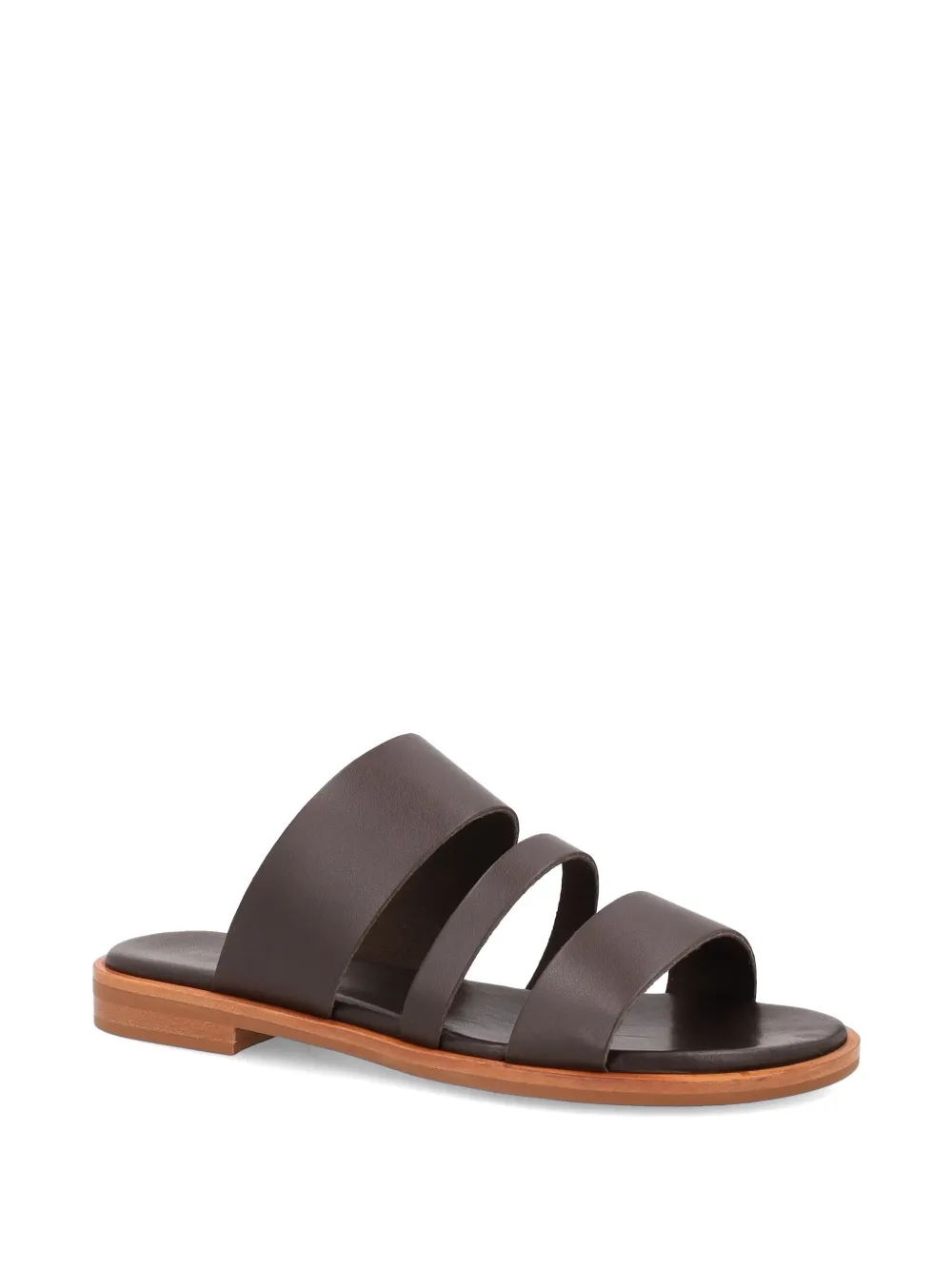 FRAU Leren slippers met drie bandjes Bruin