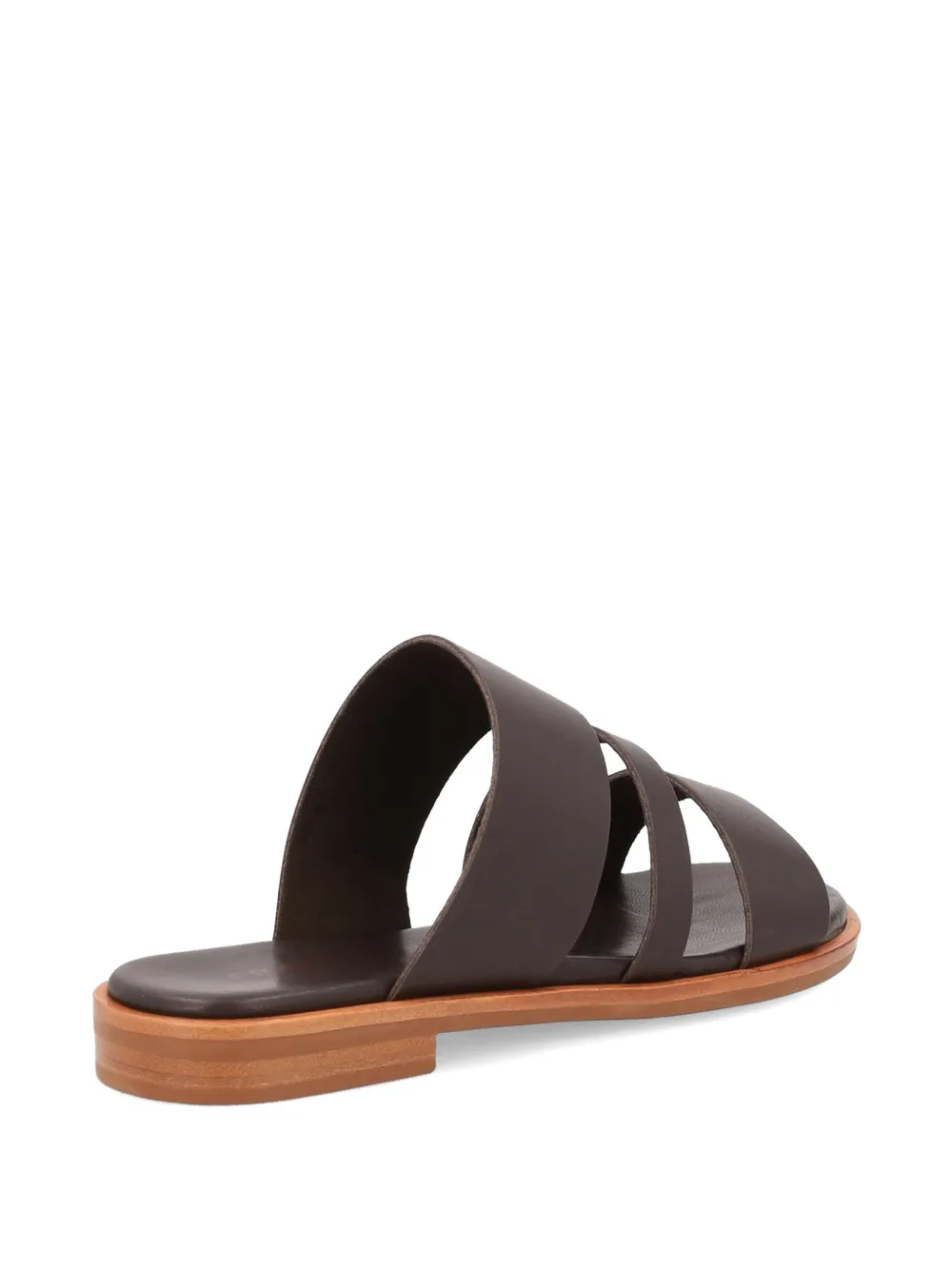 FRAU Leren slippers met drie bandjes Bruin