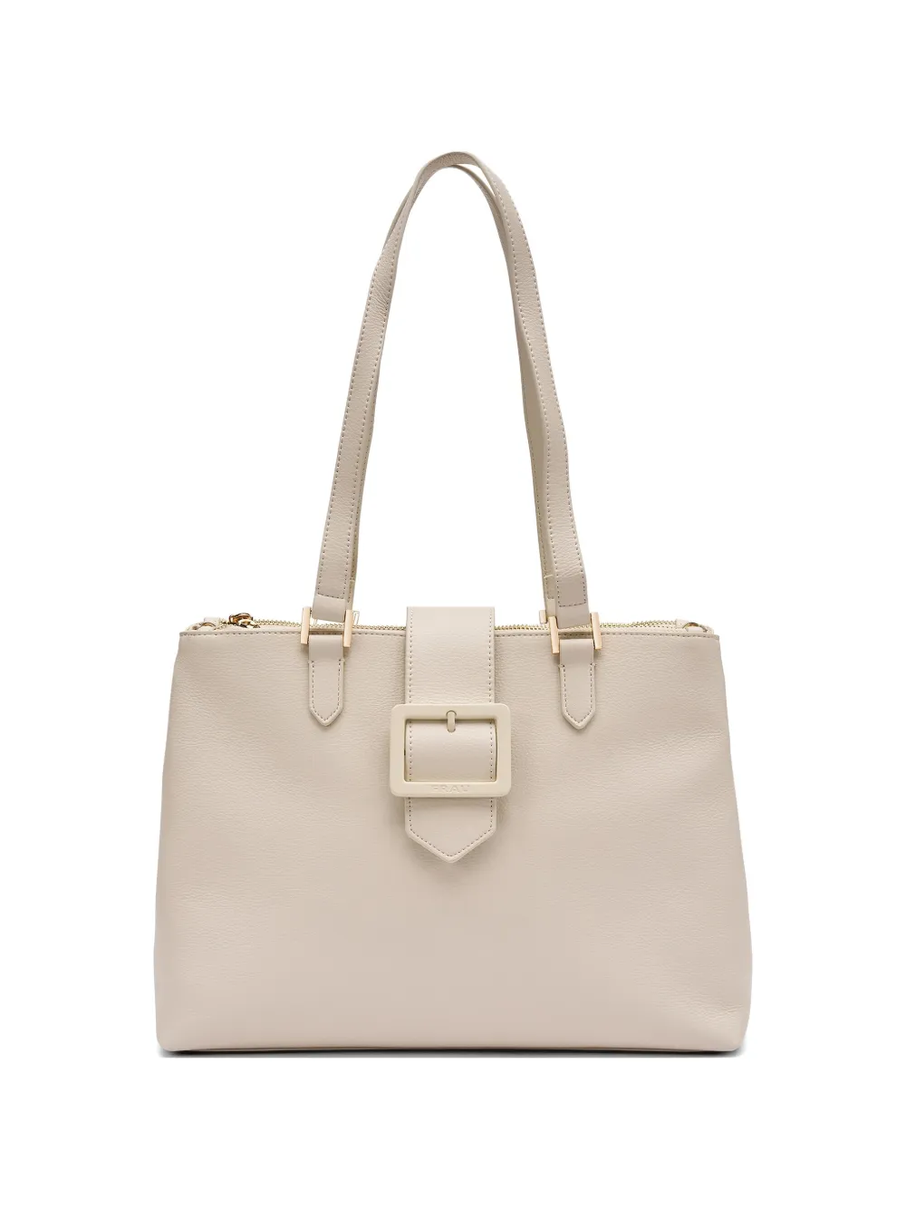 Frau Buckle-detail Pebbled Tote Bag In Neutral