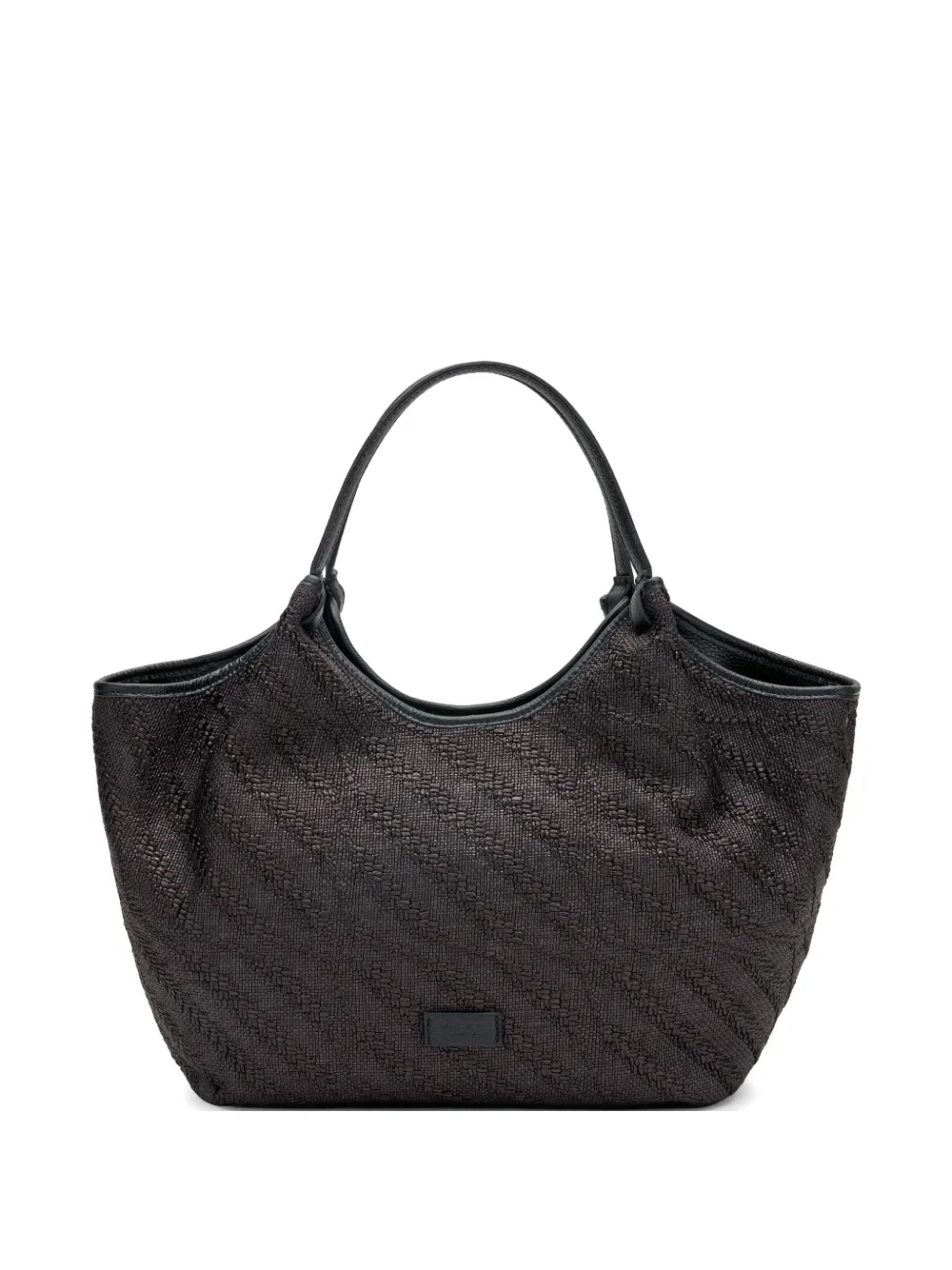 FRAU herringbone-effect tote bag - Marrone