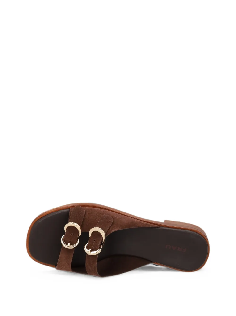 FRAU double-buckle suede sliders Bruin