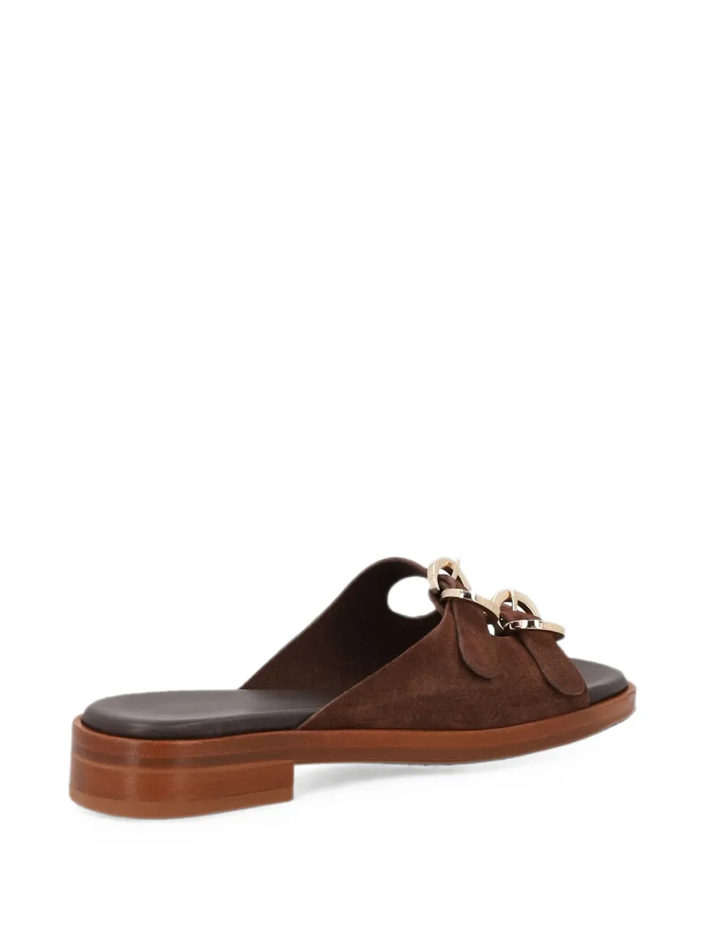 FRAU double-buckle suede sliders Bruin