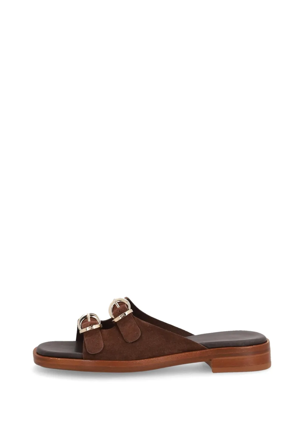 FRAU double-buckle suede sliders Bruin