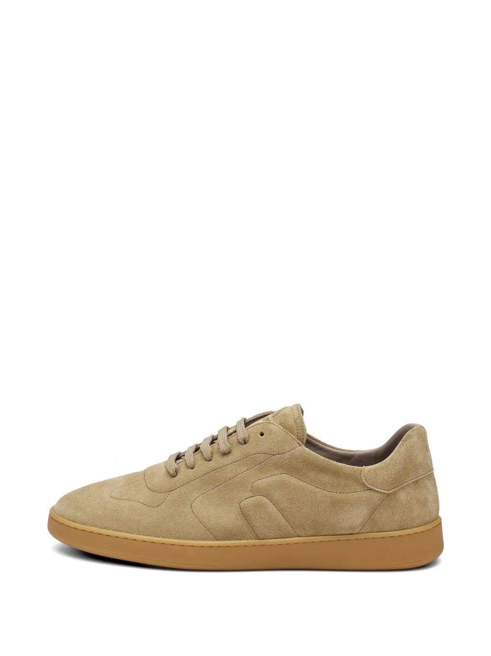 Frau Top-stitching Suede Sneakers In Brown