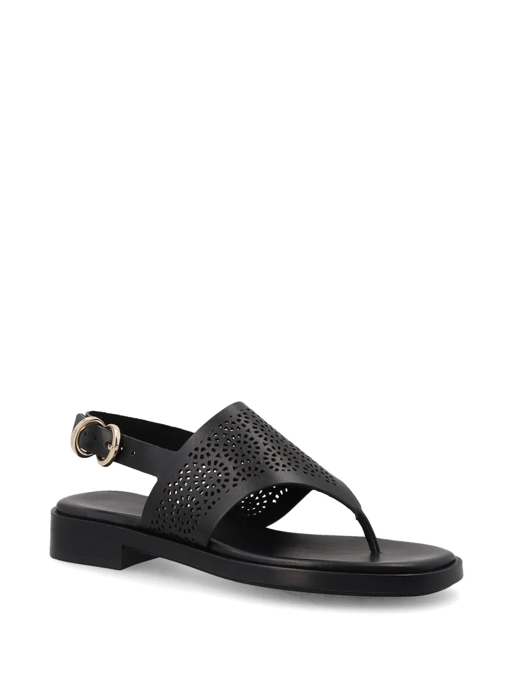 FRAU perforated leather sandals Zwart