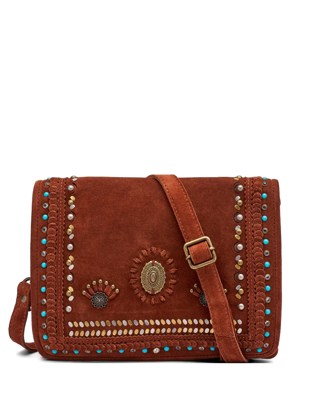 FRAU stud-embellished clutch bag - Marrone