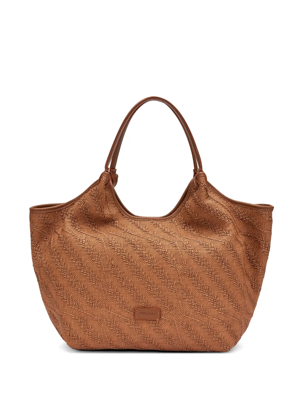 FRAU woven diagonal-stripe tote bag - Marrone