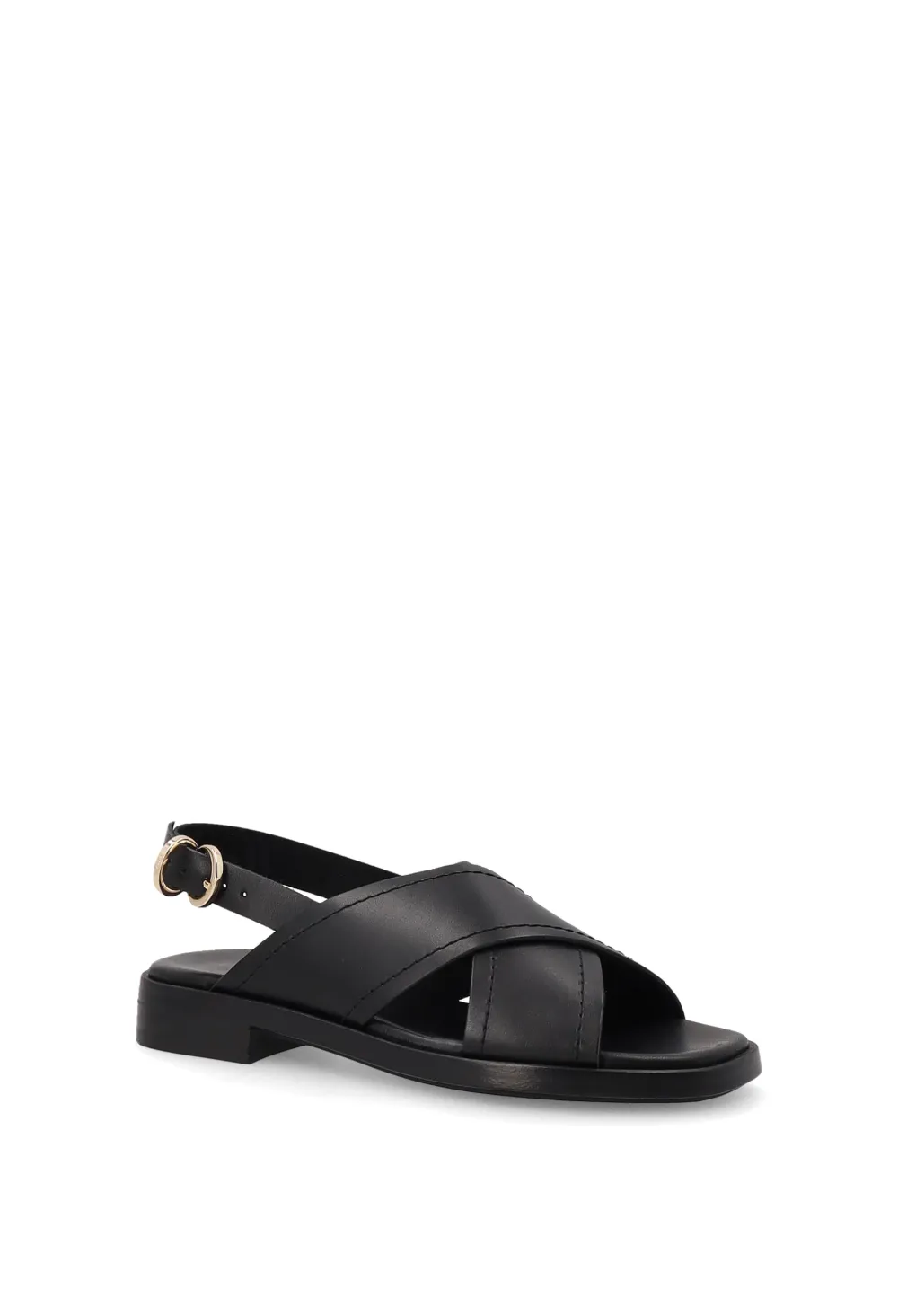 Frau Crossover-strap Leather Sandals In Black