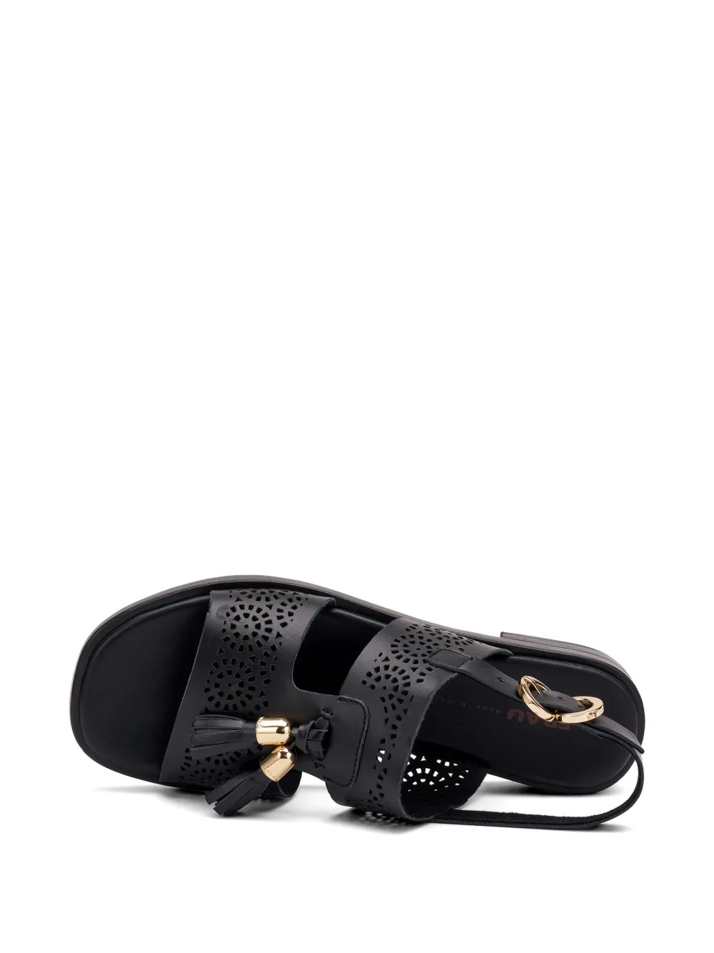 FRAU perforated-design tassel-detail sandals Zwart