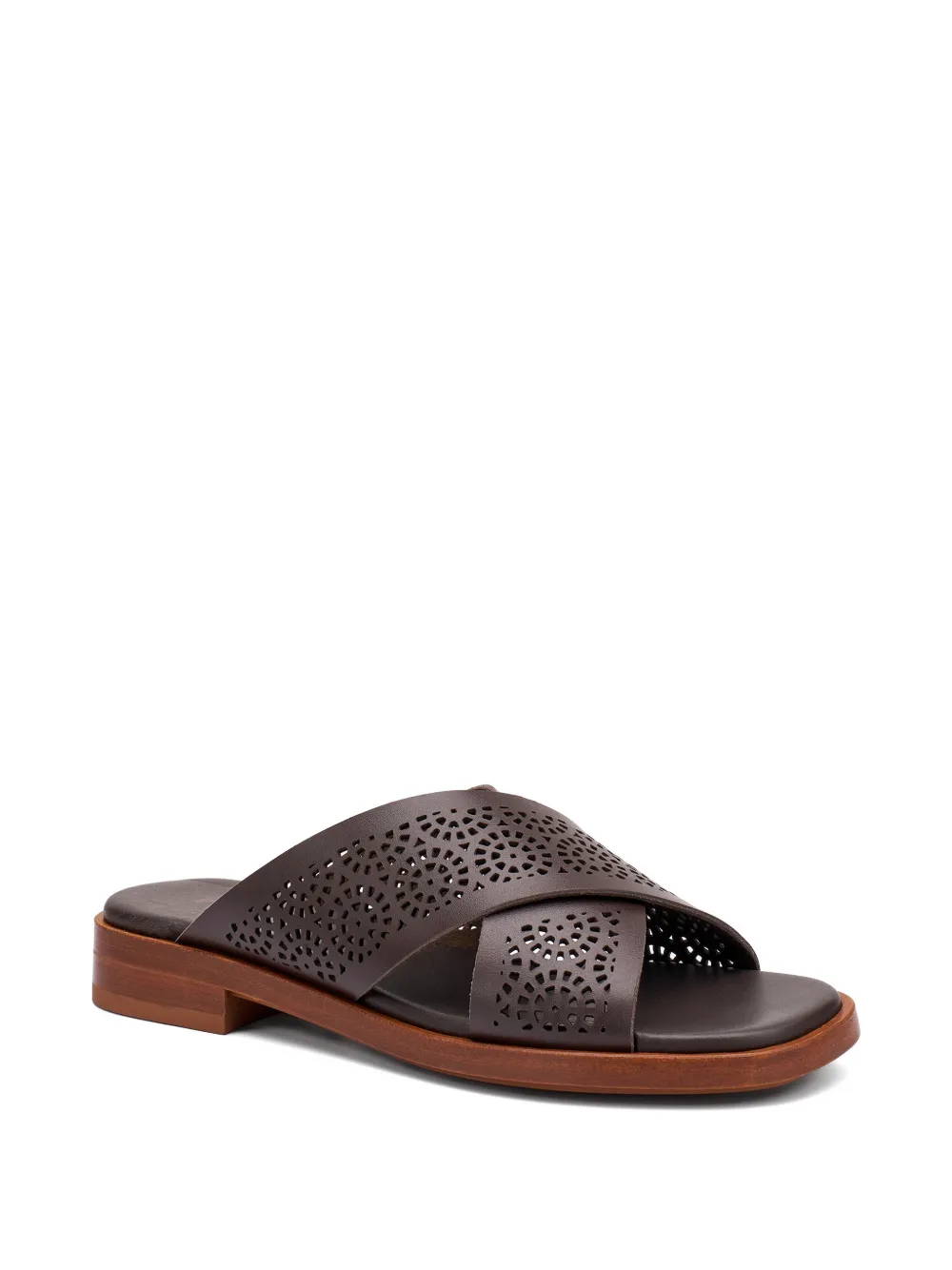 FRAU perforated-design crossover sandals Bruin