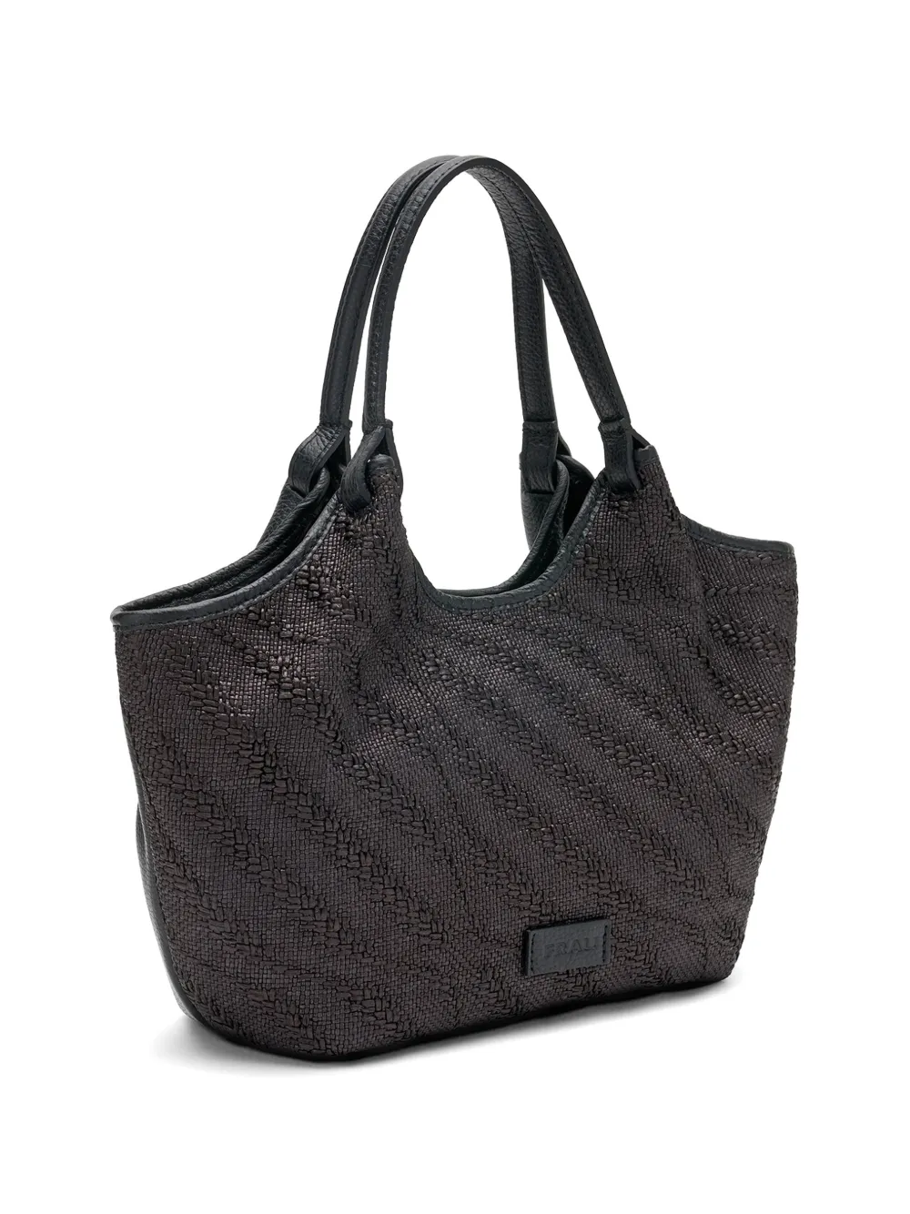 Frau Mini Herringbone-effect Tote Bag In Black