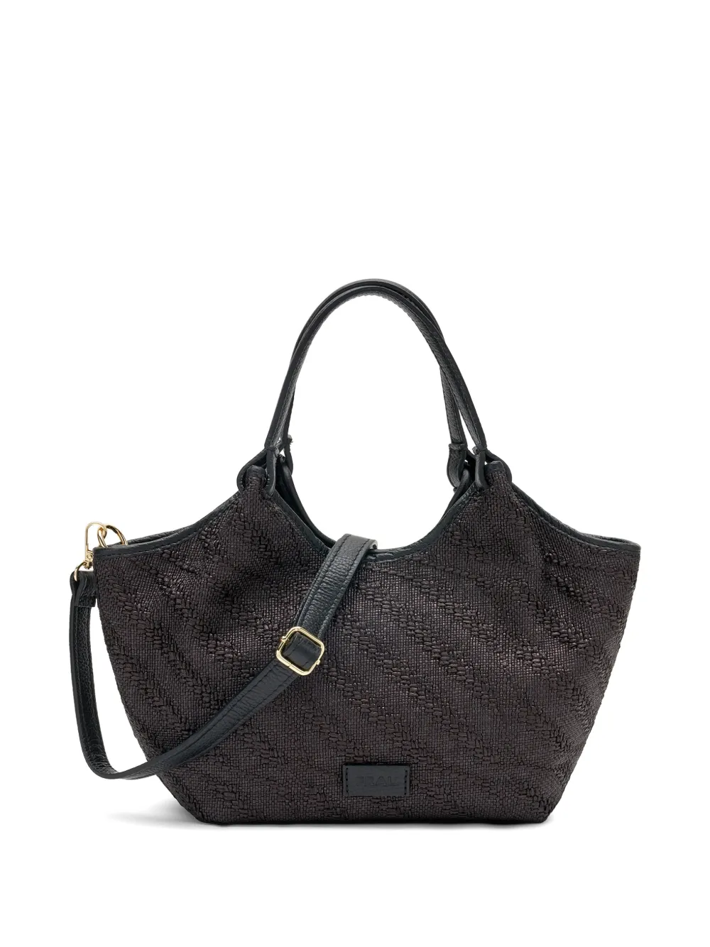 Frau Mini Herringbone-effect Tote Bag In Black