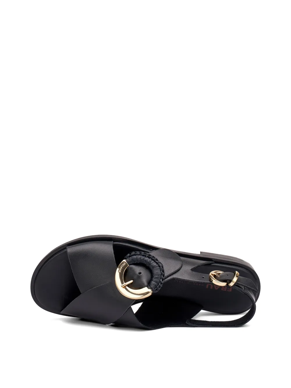 FRAU raffia-weave buckle leather sandals Zwart