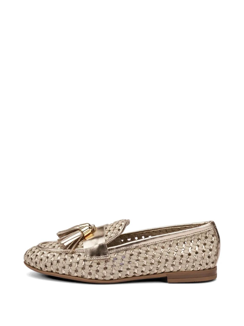 FRAU woven laminated leather loafers Goud