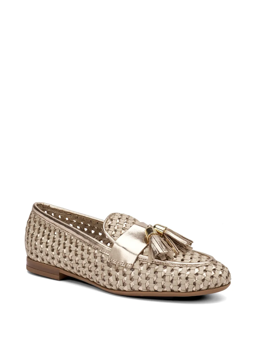 FRAU woven laminated leather loafers Goud