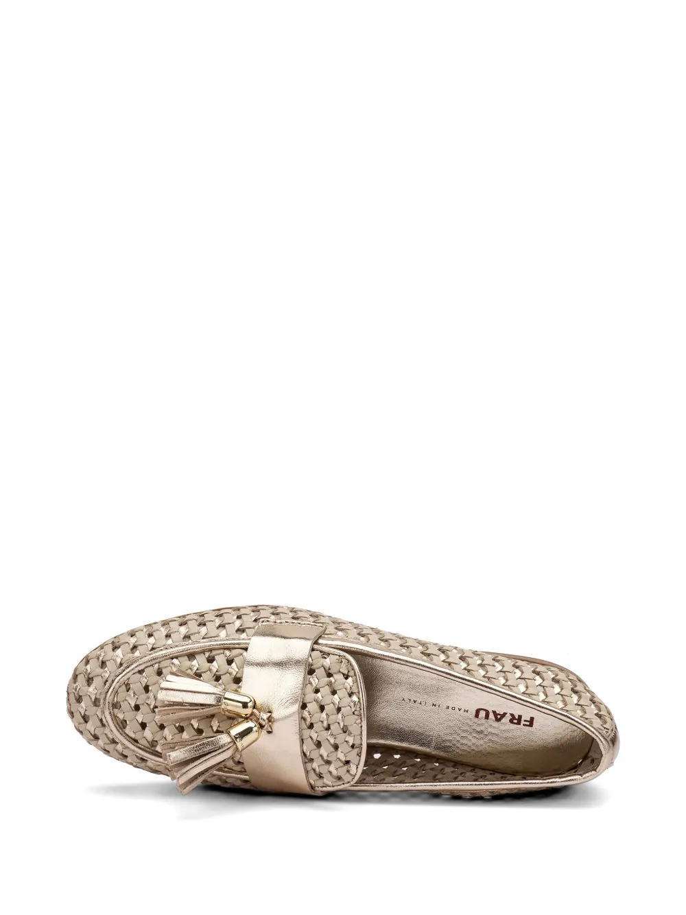 FRAU woven laminated leather loafers Goud