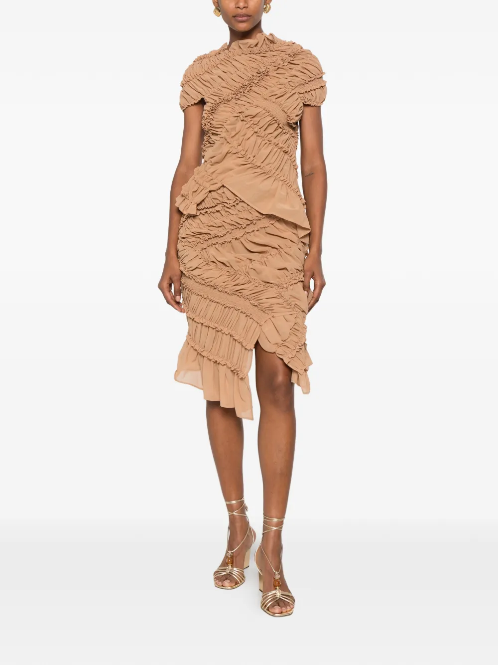 Magda Butrym Top verfraaid met ruches Beige