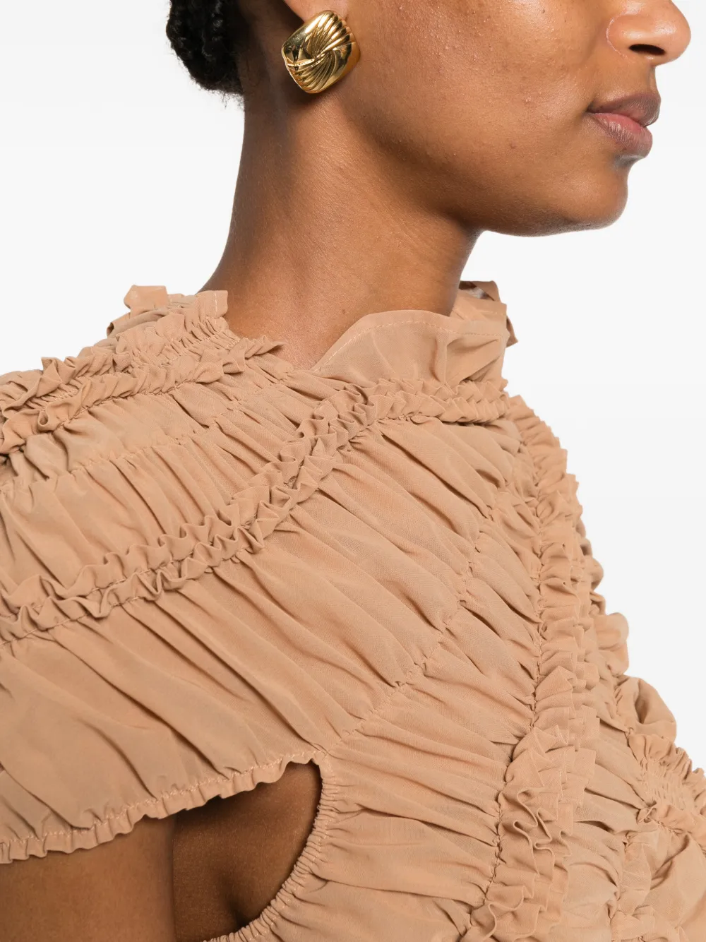 Magda Butrym Top verfraaid met ruches Beige