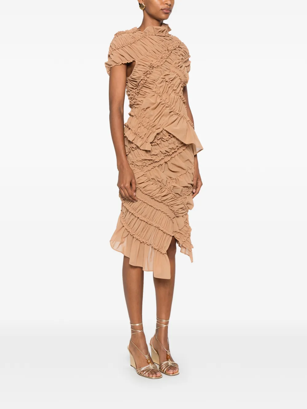 Magda Butrym Top verfraaid met ruches Beige