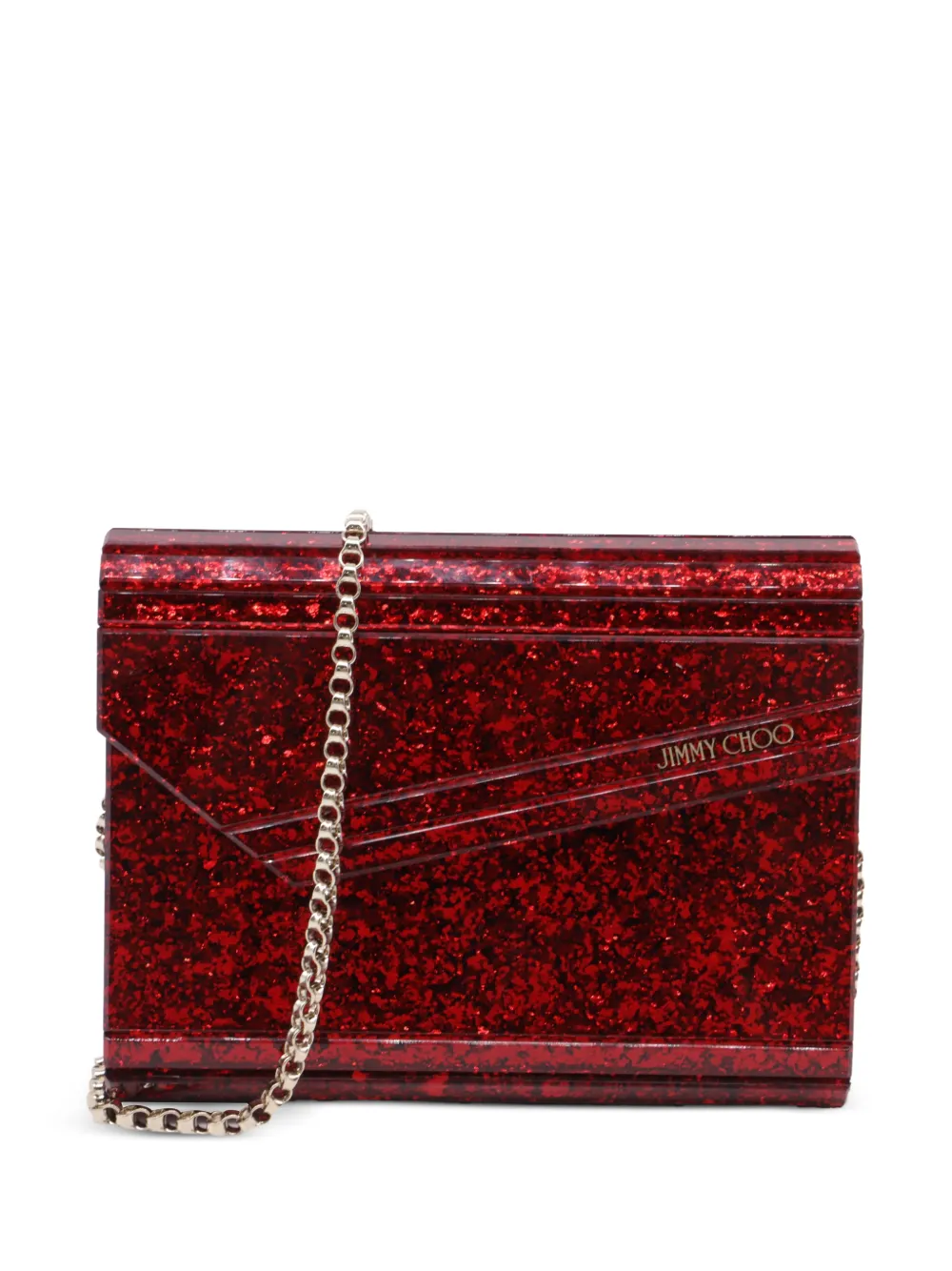 Jimmy Choo Pre-Owned Candy glitter clutch bag - Rosso