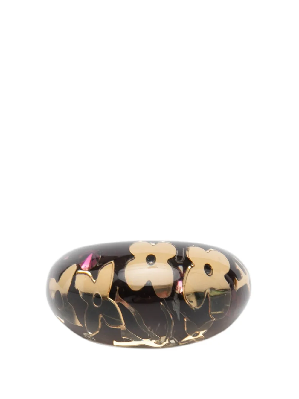 Pre-owned Louis Vuitton 2009-2011 Resin And Crystal Monogram Inclusion Ring Costume Ring In Black