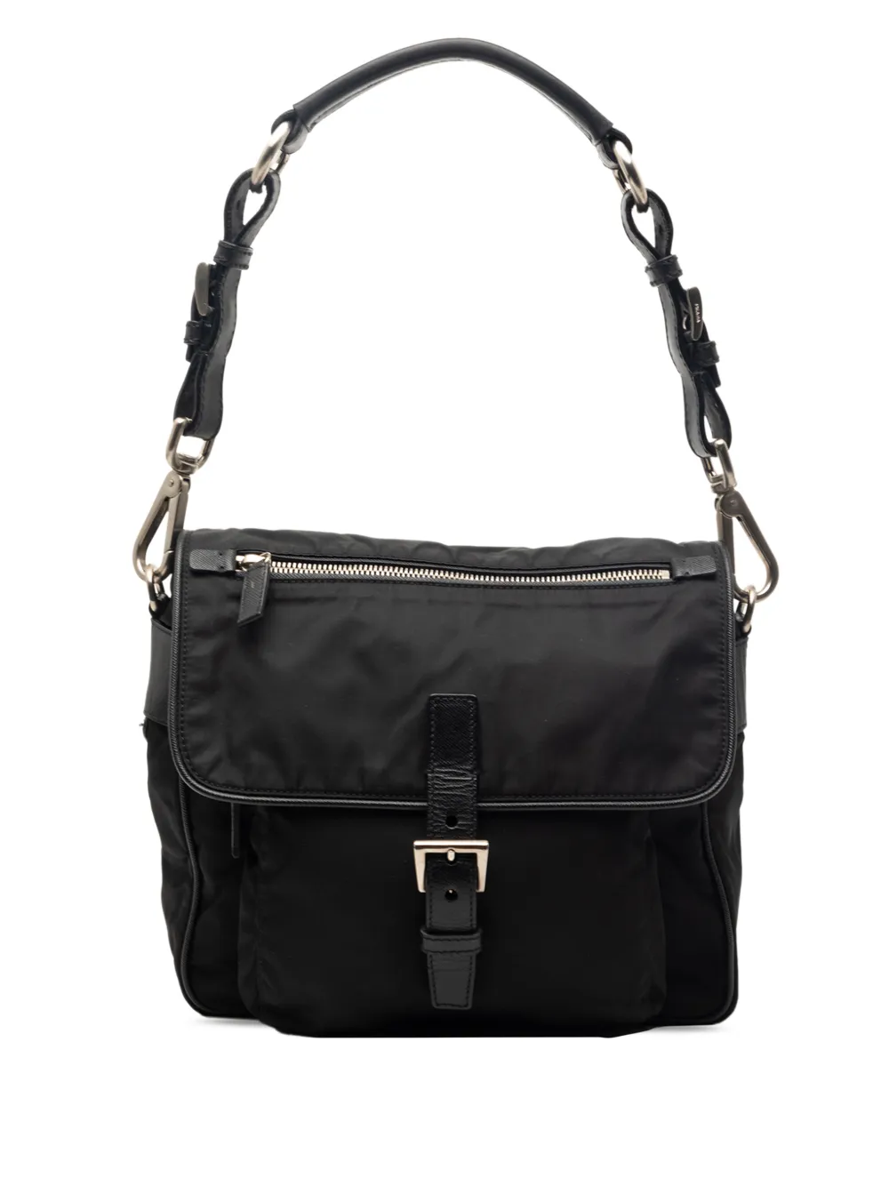 Prada Pre-Owned 2013-2025 Saffiano Trimmed Tessuto shoulder bag - Nero