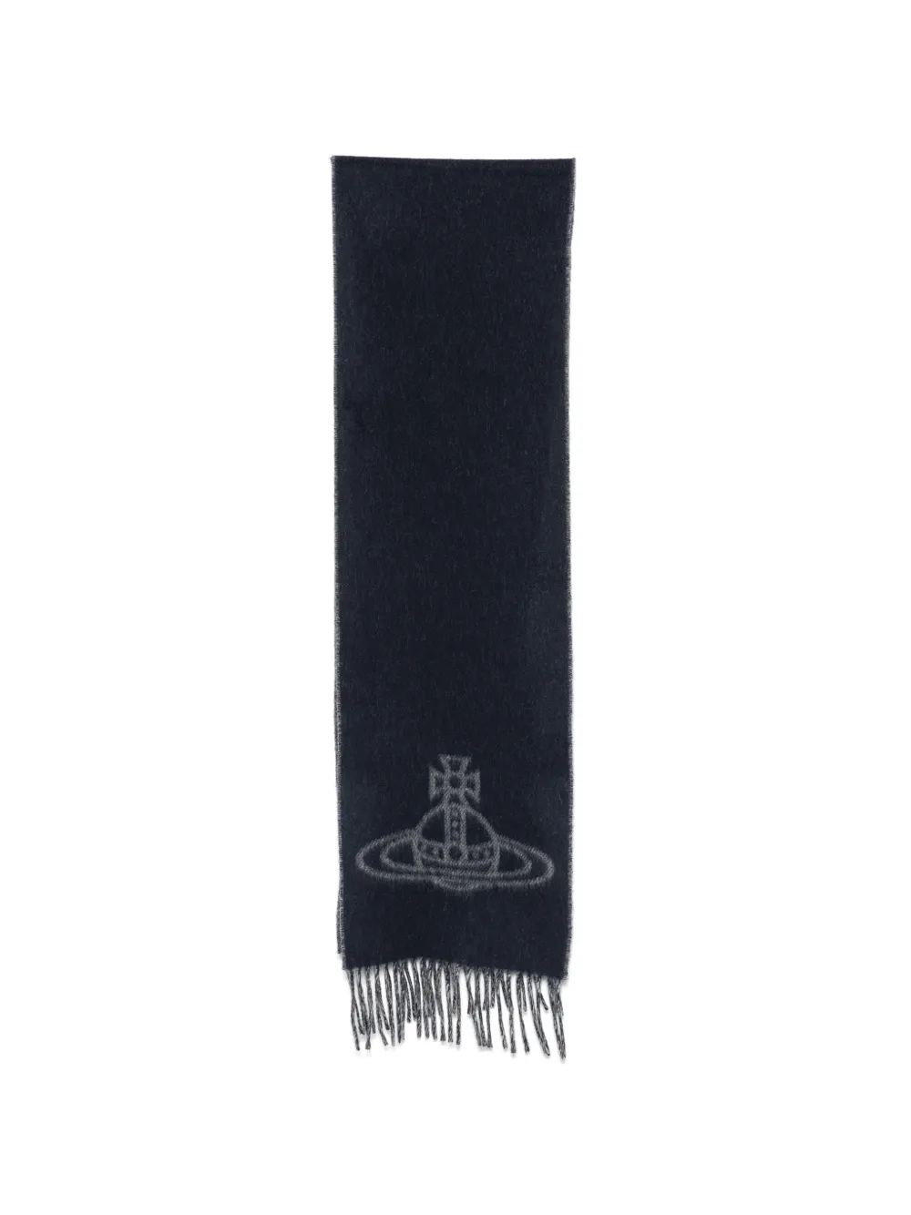 Vivienne Westwood Orb-logo fringed scarf - Grigio