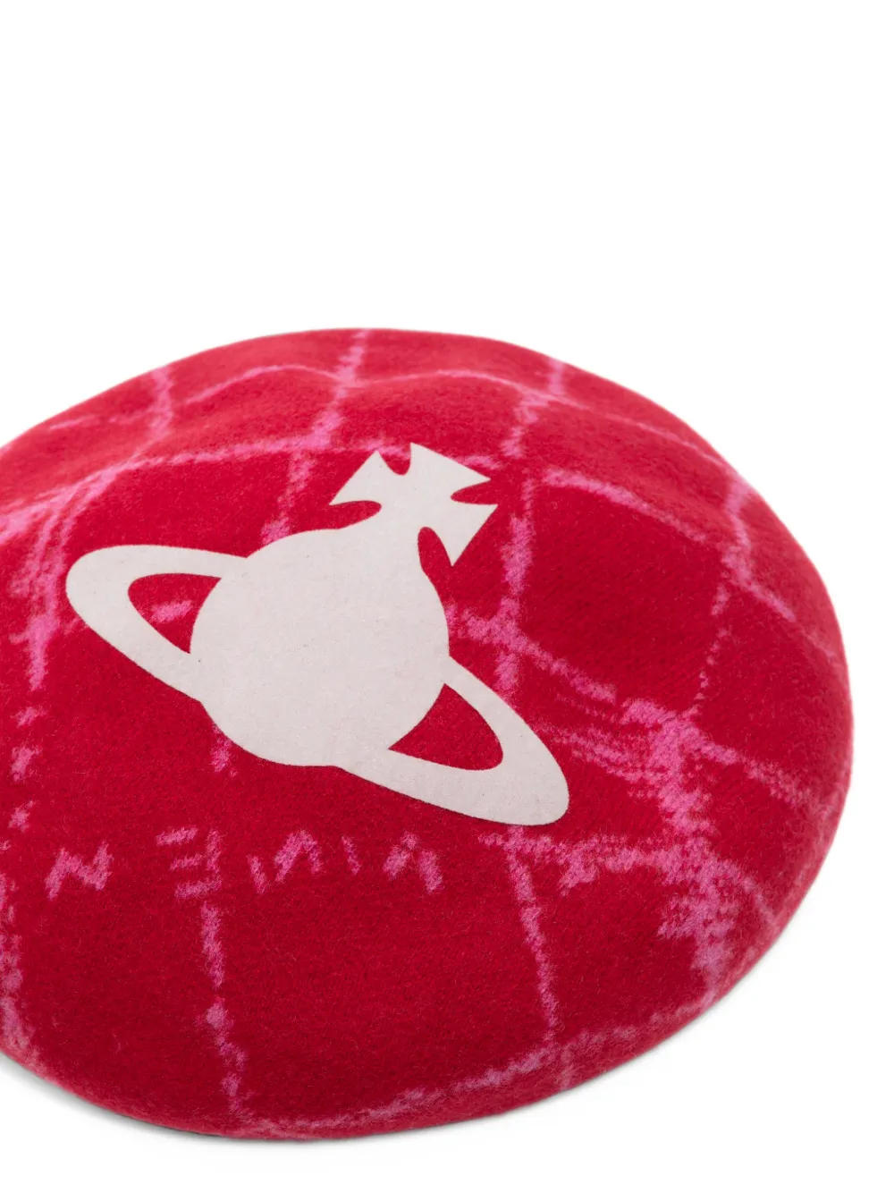 Vivienne Westwood Orb argyle beret Rood