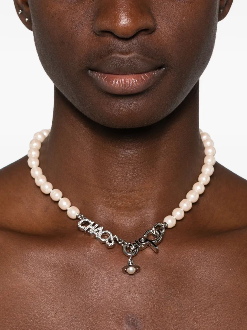 Vivienne Westwood Chaos Orb Pearl Necklace in Neutrals, view 2