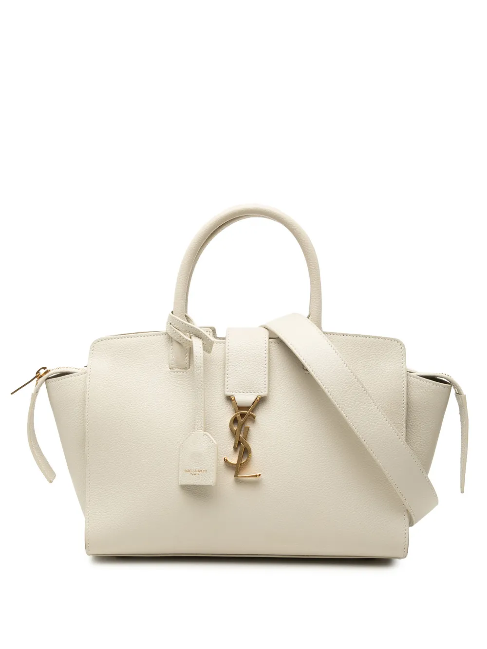 Saint Laurent Pre-Owned 2022 Baby Leather Monogram Downtown Cabas satchel - Bianco