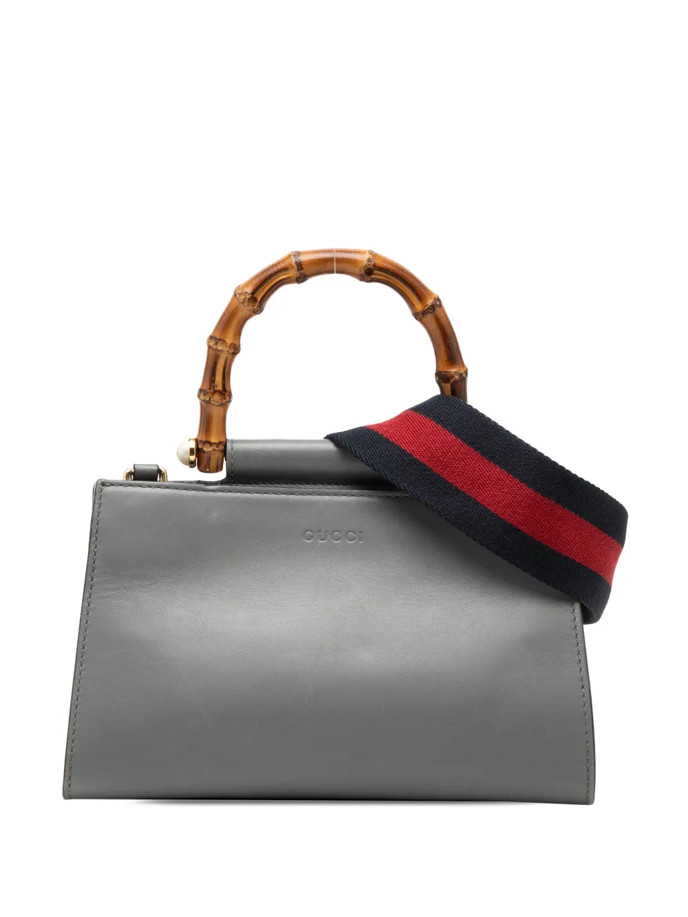 Gucci Pre-Owned 2000-2015 Mini Leather Bamboo Web Nymphaea satchel - Grigio