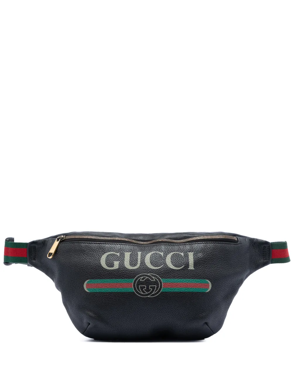 Gucci Pre-Owned 2016-2026 Leather Logo Web belt bag - Nero