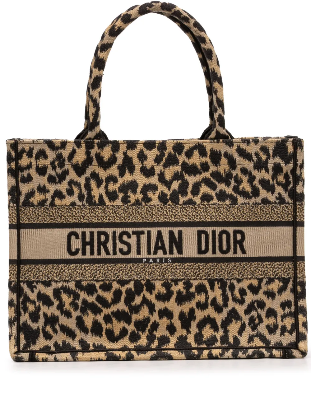 Christian Dior Pre-Owned 2021 Mizza Medium Embroidered Canvas Leopard Book tote bag - Toni neutri