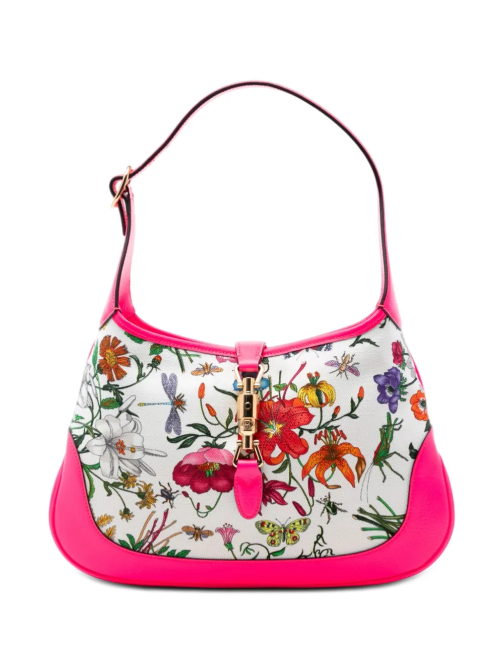 Gucci Pre-Owned 2016-2026 Flora Canvas Jackie O Bouvier shoulder bag - White