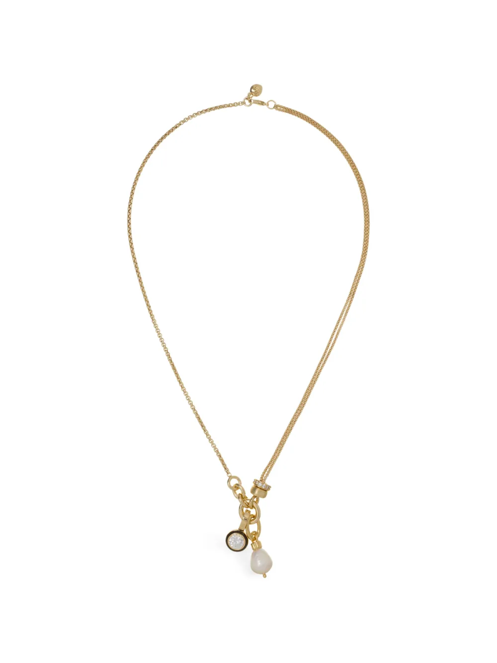 Roxanne Assoulin Double Drop cubic zirconia necklace - Oro