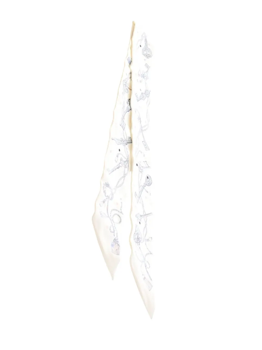 Pre-owned Hermes 2015-2026 Les Cles A Pois Silk Twilly Scarf Scarves In White
