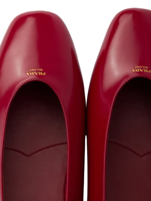 Prada Brushed Leather Ballerinas | Red | FARFETCH