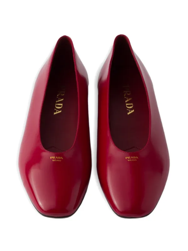 PRADA プラダ タッセル ミュール レッド 36（23cm） Prada Brushed Leather Ballerinas | Red | FARFETCH