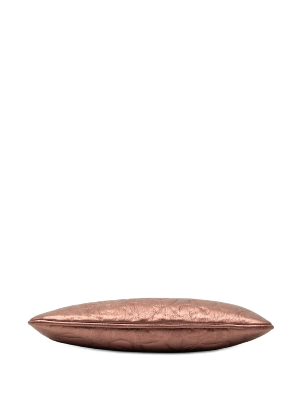 Chanel Pre-owned 2003-2004 Embossed Metallic Lambskin Camellia Chain Pochette Handbag in Pink, view 4