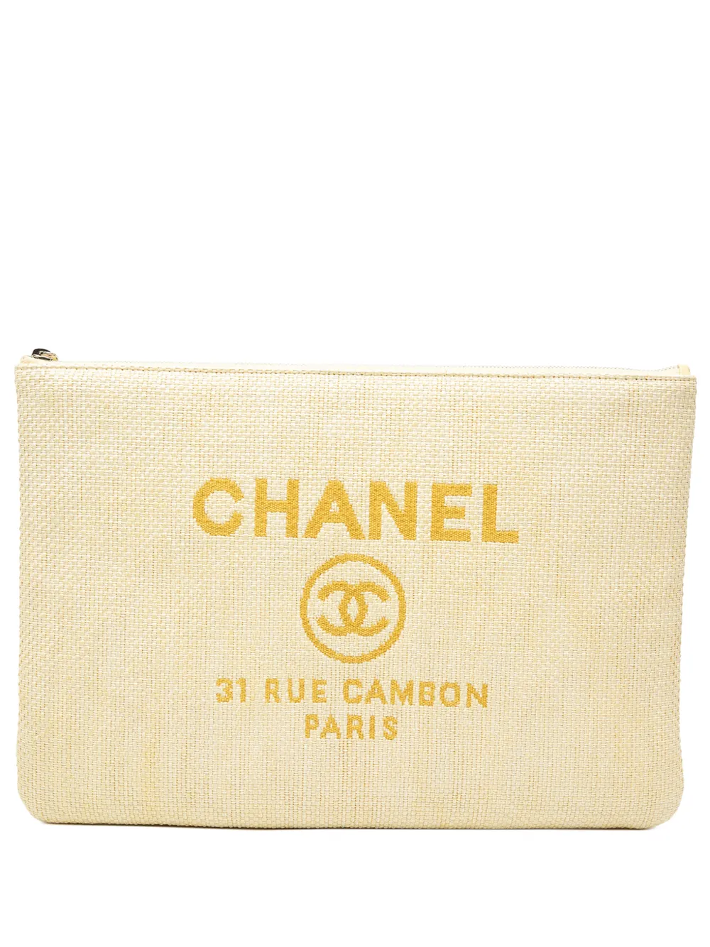CHANEL Pre-Owned 2016-2017 Large Raffia Deauville O Case clutch bag - Gelb