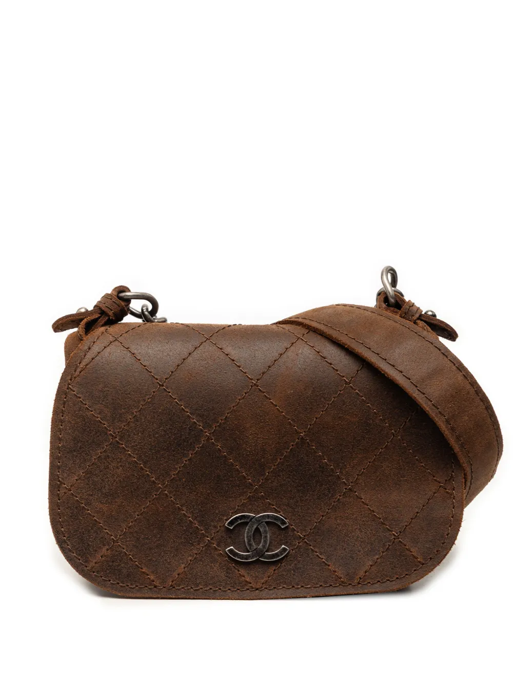 CHANEL Pre-Owned 2013-2014 Paris-Edinburgh Mini Nubuck Highlander Flap crossbody bag - Braun